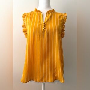 SOLD Yellow Striped Ruffle Sleeve Women's Top Preloved